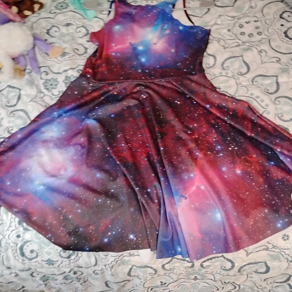 Blackmilk L purple galaxy dress